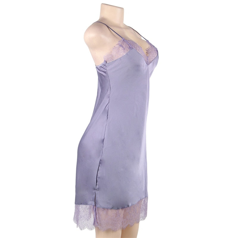 Plus Size 7XL Clothing Satin Silk Dress Ladies Night wear V-neck Pajamas Mssaz Desses