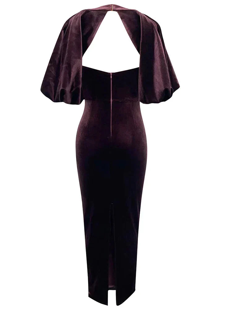 Backless Puff Lantern Sleeve Maxi Dress Mssaz Desses