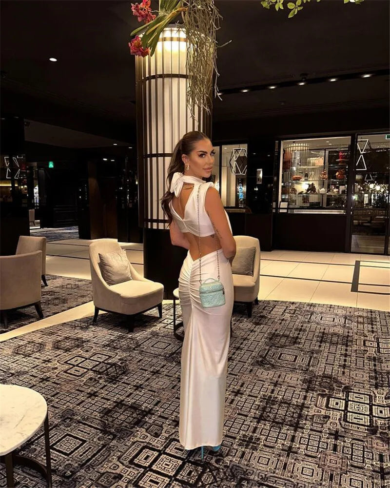 Hollow Out Turtleneck Solid Maxi Dress Mssaz Desses