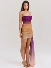 Ombre Draped Bodycon Tube Mini Dress Mssaz Desses