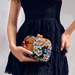 Black Sequin Random Pattern PU Leather Clutch Mssza