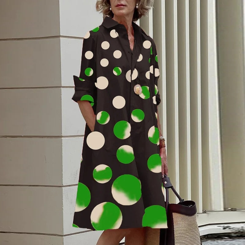 Shirt Dress Bohemian Long Sleeve Printed Dress Mssaz Desses
