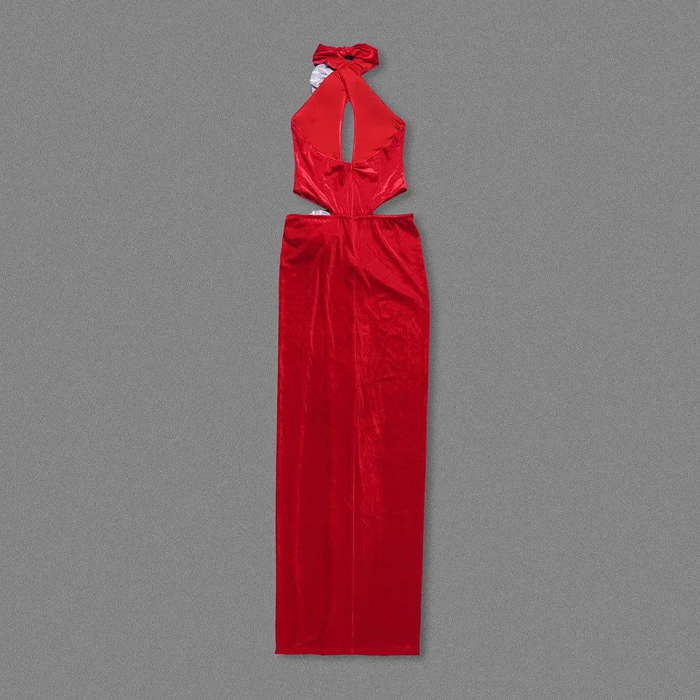 Red Velvet Maxi 3D Flower Evening Gown Mssaz Desses