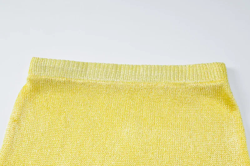 Solid Knit Top And Mini Skirt 2 Pcs Suit Mssaz Desses