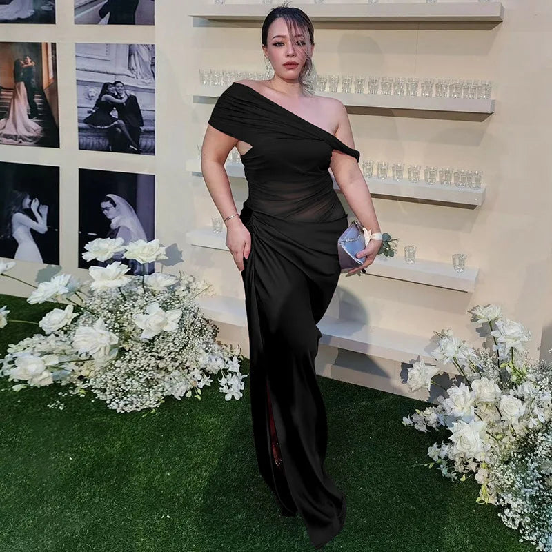 Off-the-Shoulder Strapless Backless Maxi Dress Mssaz Desses