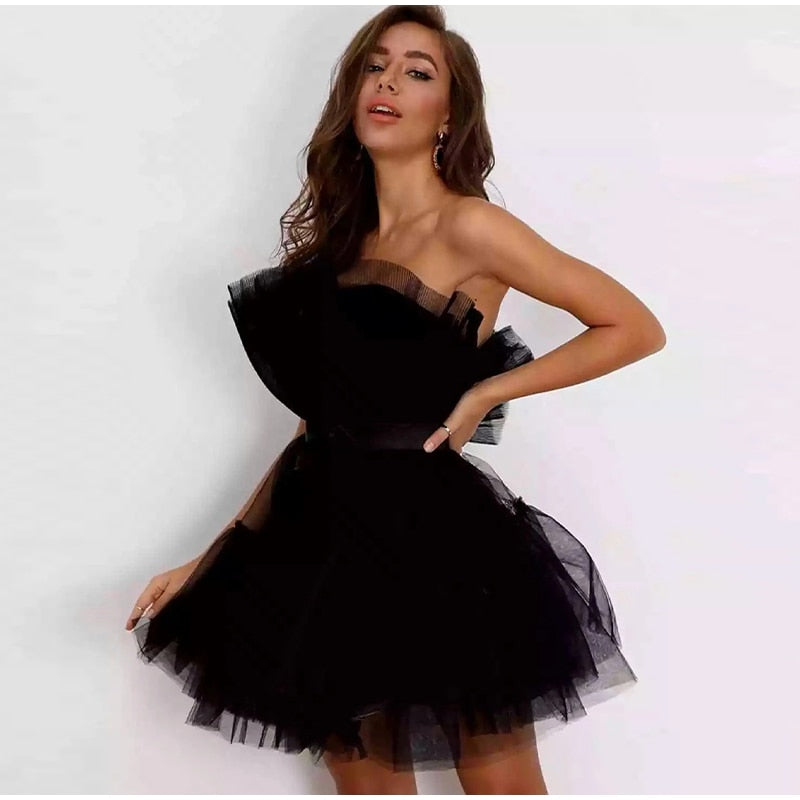 Off Shoulder Mesh Tutu Dress Bodycon Lace Short Dress Mssaz Desses