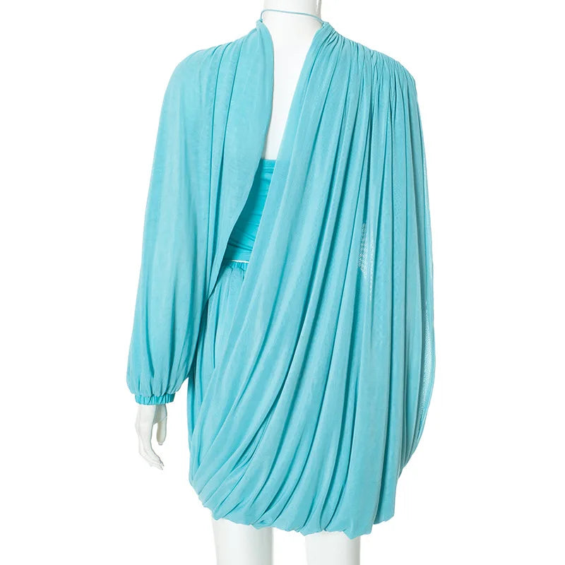 Strapless Shawl Vest Mini Skirt Suit Mssaz Desses
