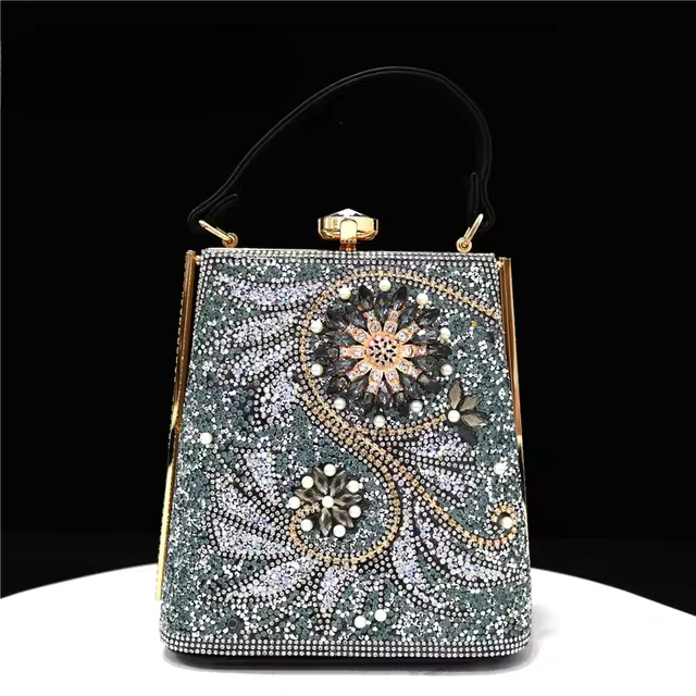 Water Diamond Print Pearl Luxury Party Handbag Mssza