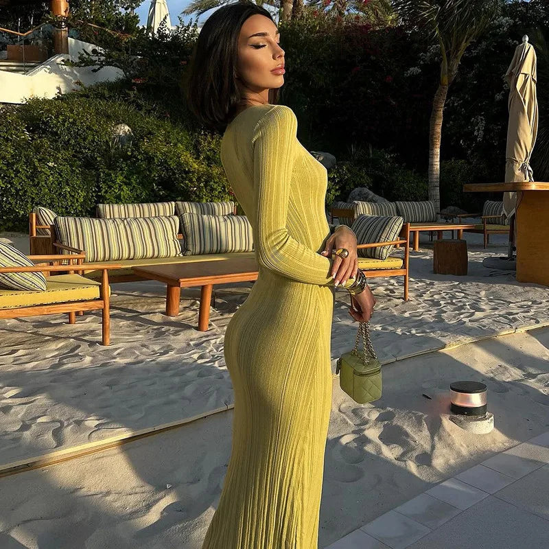 Ribbed Long Sleeve Maxi Dress Mssaz Desses