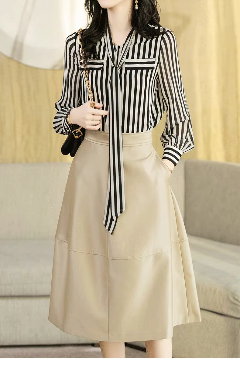 Elegant Striped Printing Long Sleeve Shirt Mssza