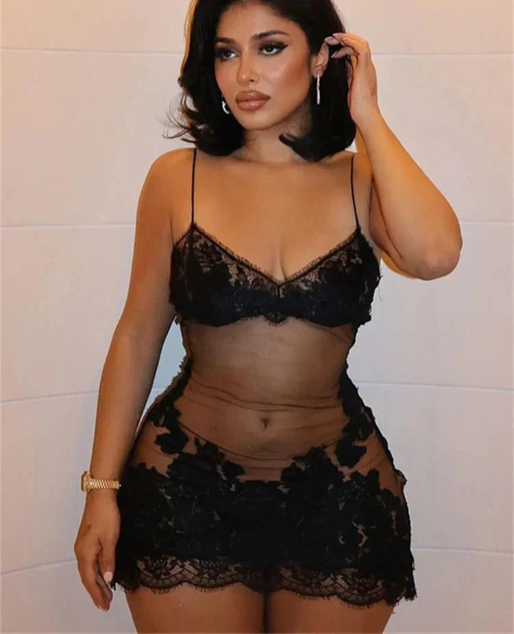 Mesh Cami Embroidered Mini Dress Mssaz Desses