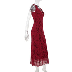 Printed Floral Sleeveless Long Dress Mssaz Desses