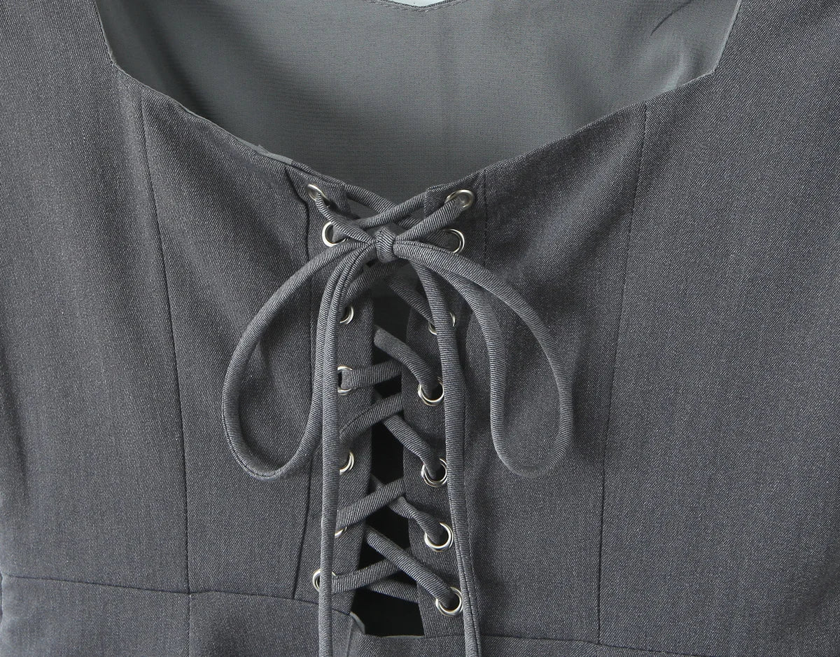 Cross Lacing up Back Mini Dress Mssaz Desses