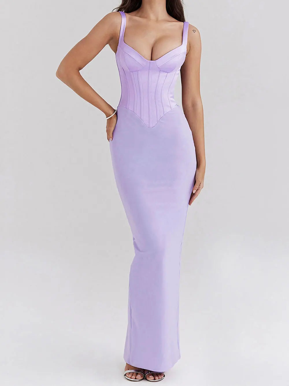 Satin Camisole Sleeveless Bodycon Long Dress Mssaz Desses