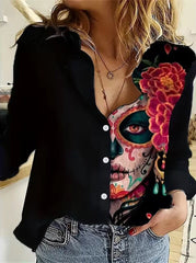 Chic Single-Breasted Shirt with Cactus and Succulent Prints Mssza