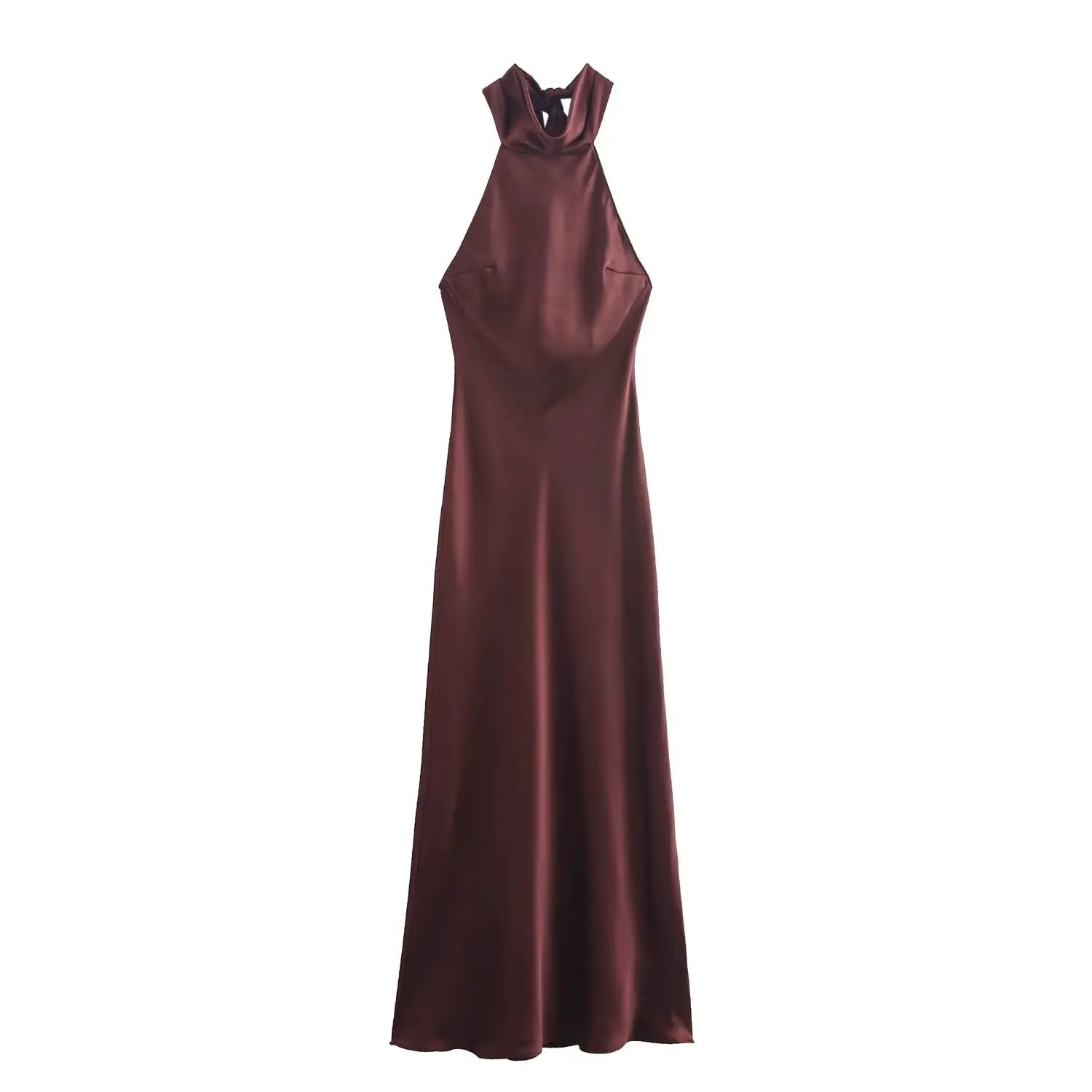 Solid Sleeveless Backless Bow Zipper Long Dress Mssaz Desses