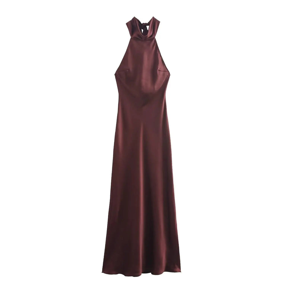 Solid Sleeveless Backless Bow Zipper Long Dress Mssaz Desses