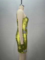 Sleeveless Mesh Sequins Butterfly Mini Dress Mssaz Desses