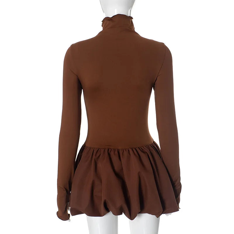 Long Sleeve Turtleneck Bud Mini Dress Mssaz Desses