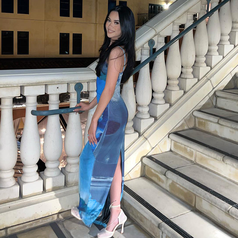 Blue Boho Printed Yellow Sundress Mssaz Desses