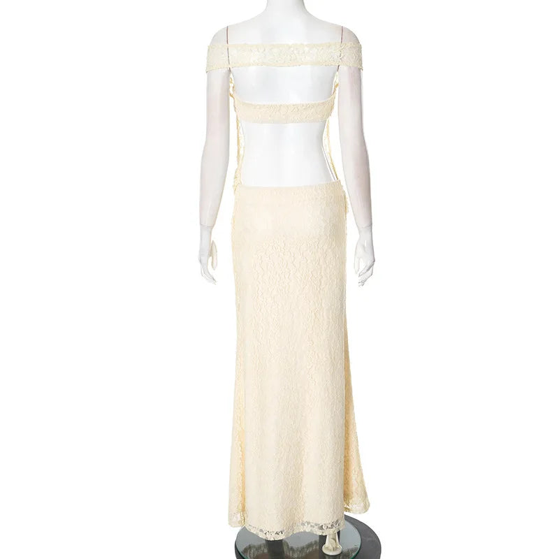 Lace Hollow Out Sleeveless Bodycon Maxi Dress Mssaz Desses