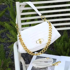 Crocodile Pattern Genuine Leather  Shoulder Messenger Bag Mssza