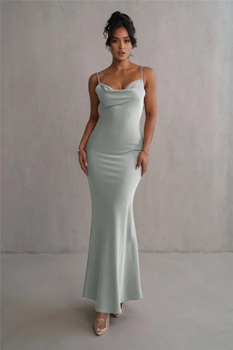 Floral Draped Open Back Spaghetti Strap Maxi Dress Mssaz Desses