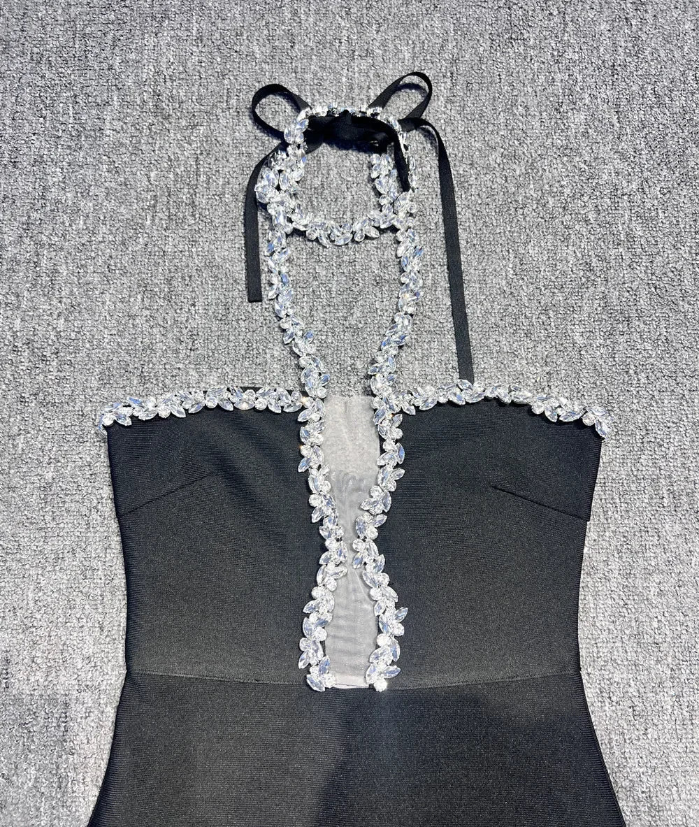 Black Diamond Strapless Maxi Bandage Dress Mssaz Desses