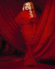 Red Bandage Turtle Neck Cross Design Long Dress Mssaz Desses