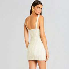 White Spaghetti Strap Diamonds Mini Dress Mssaz Desses