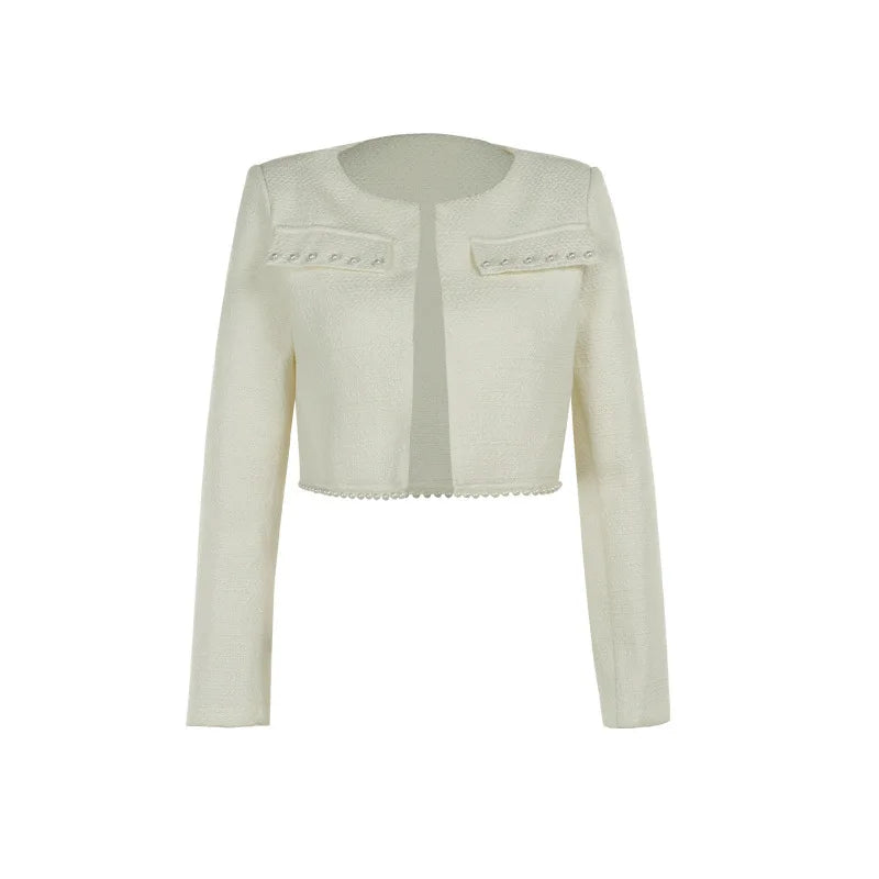 Pearl Long Sleeve Coat And Mini Strapless Dress Sets Mssaz Desses