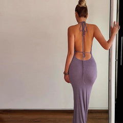 Ruched Halter Maxi Dress Mssaz Desses