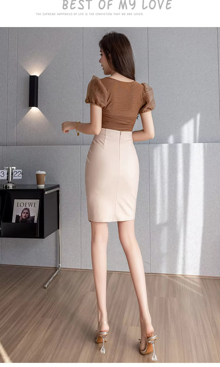 Elastic High Waist Faldas Largas Slim Elegant Bodycon Skirt Mssza