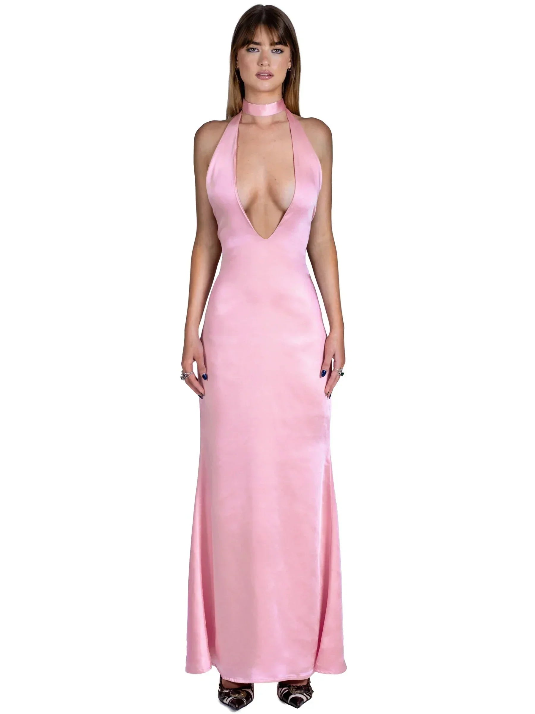 Satin Open Back Dress Mssaz Desses