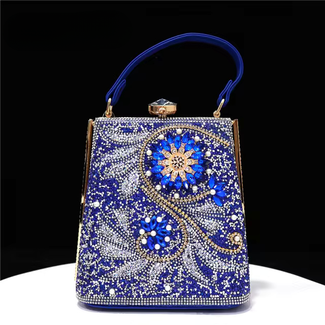 Water Diamond Print Pearl Luxury Party Handbag Mssza
