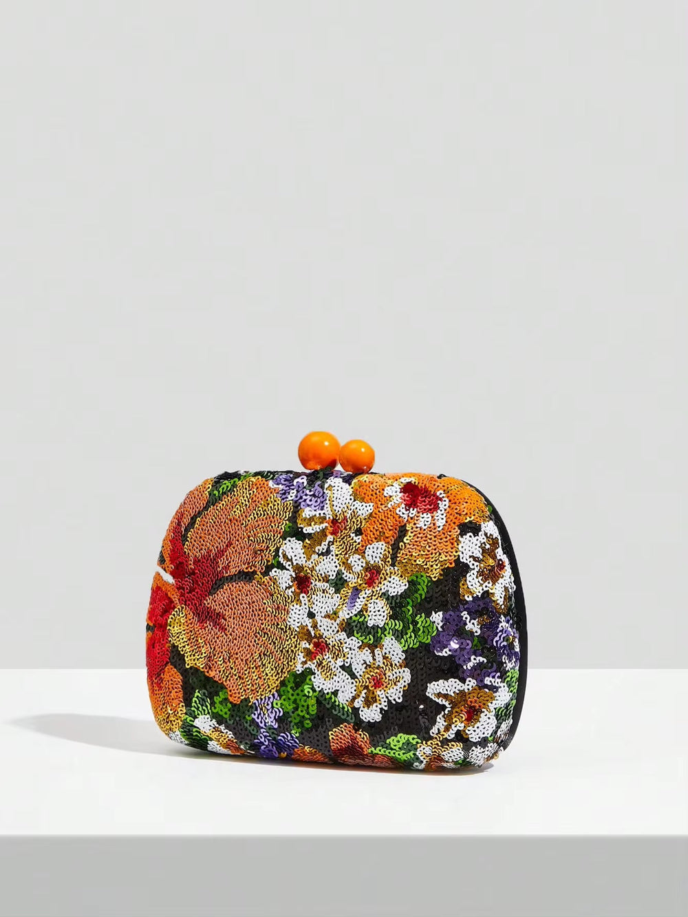 Black Sequin Random Pattern PU Leather Clutch Mssza