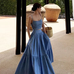 Denim Camisole Top Large Swing Long Skirt Suit Mssaz Desses