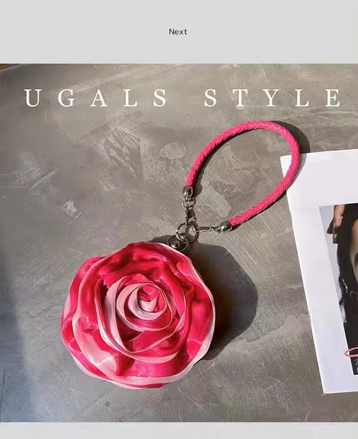 Casual Silk Satin Rose Flower Clutch Mssza