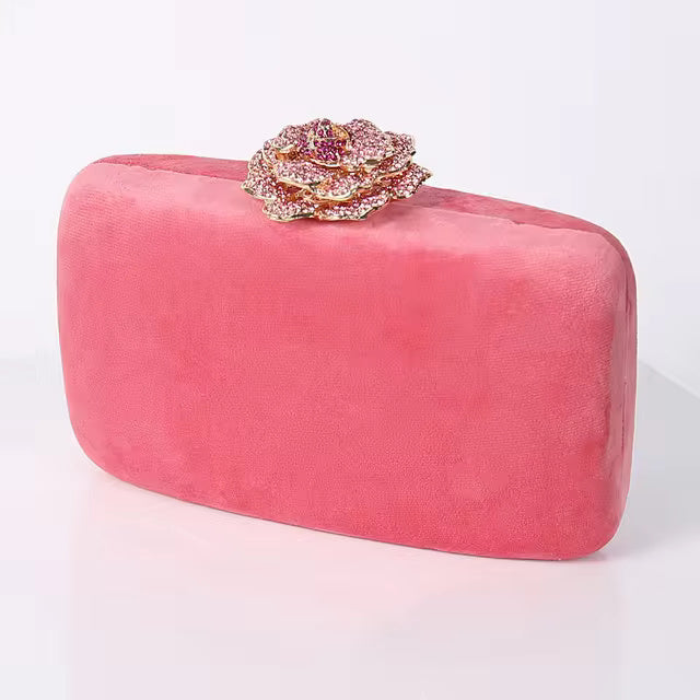 Elegant Velvet Flower Chain Banquet Box Clutch Mssza
