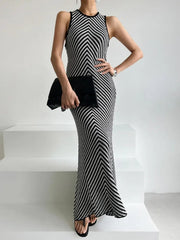 Striped Ribbed Midi Dress Mssaz Desses