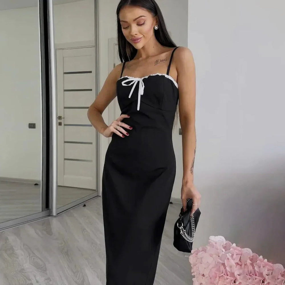 Open Back Lace Patchwork Black Maxi Dress Mssaz Desses