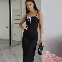 Open Back Lace Patchwork Black Maxi Dress Mssaz Desses