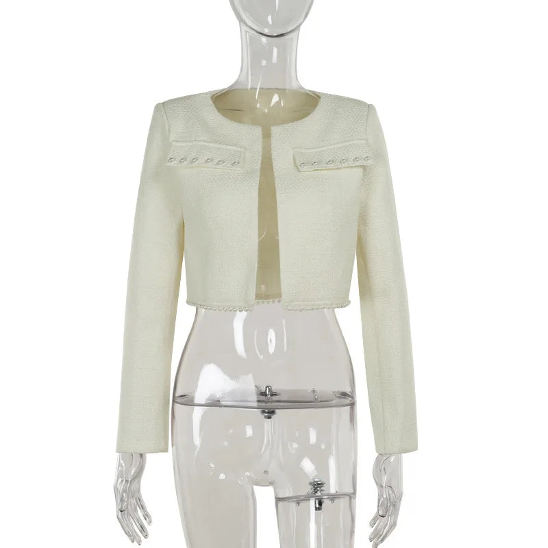 Pearl Long Sleeve Coat And Mini Strapless Dress Sets Mssaz Desses