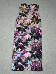 Sequin Floral Strapless Maxi Dress Mssaz Desses