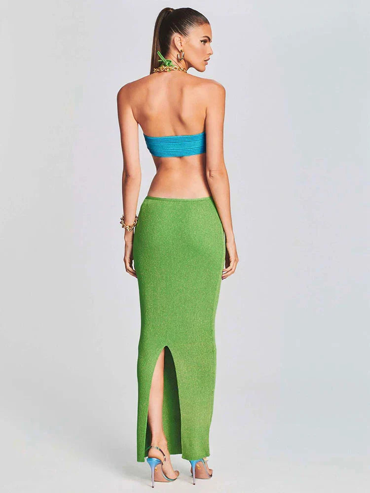 Halter Neck Shoulder Bikini Wrap Knit Beach Cover-Up Mssaz Desses