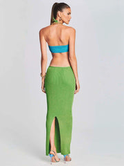 Halter Neck Shoulder Bikini Wrap Knit Beach Cover-Up Mssaz Desses