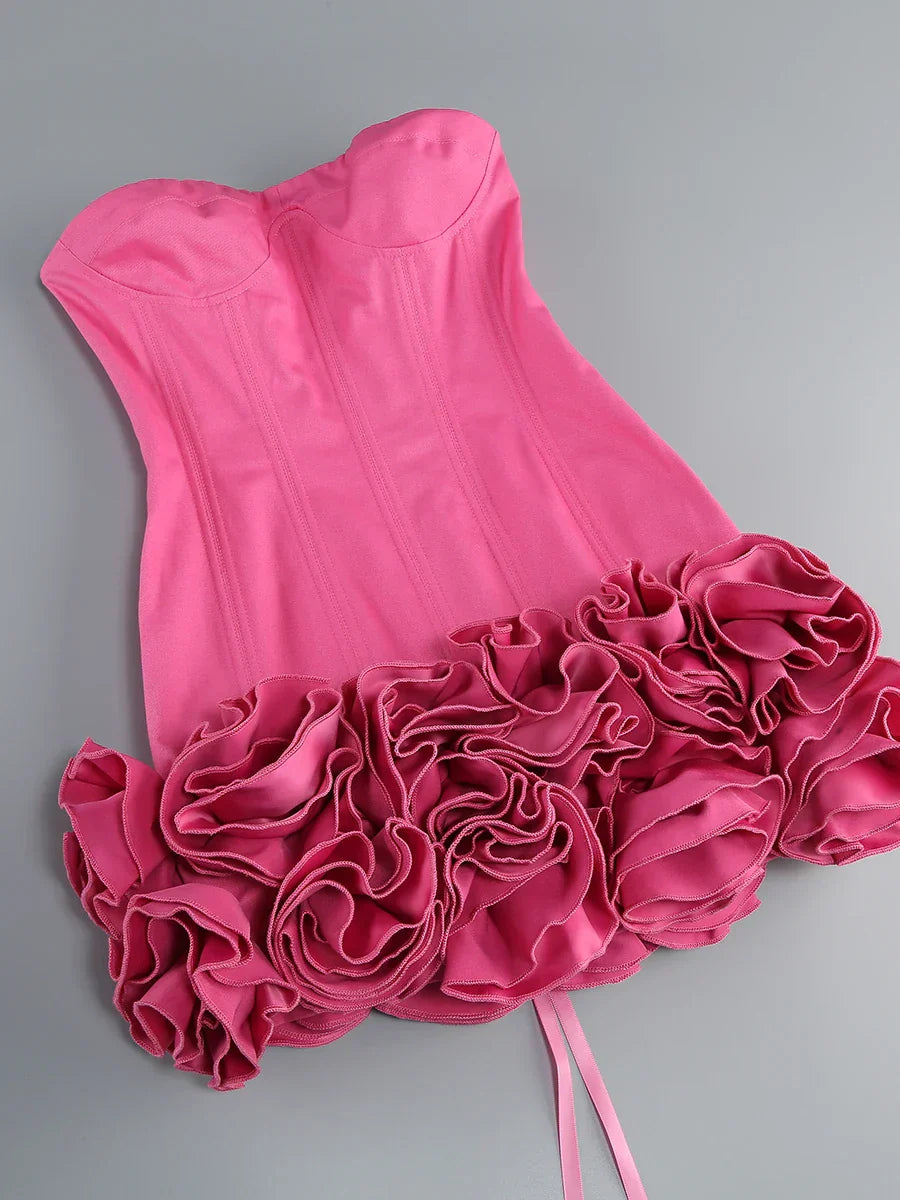 Red Flower Strapless Luxury Party Dress Mssaz Desses