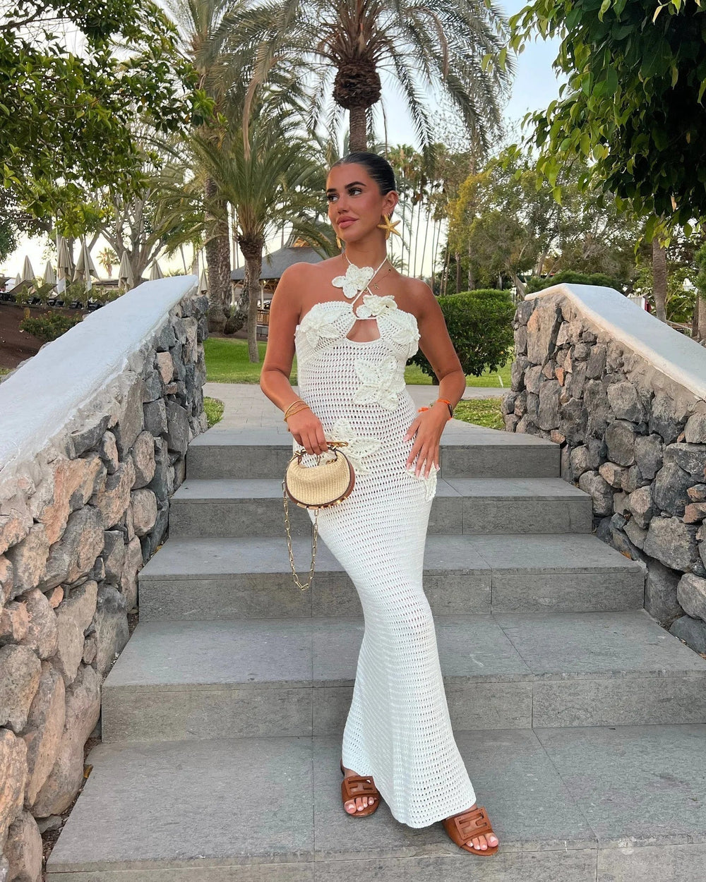 Floral Halter Maxi Dress  Splice Backless Design Mssaz Desses