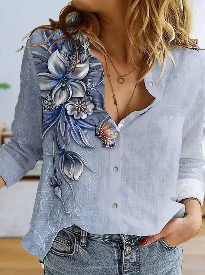 Minimalist Succulent Design Single-Breasted Casual Top Mssza