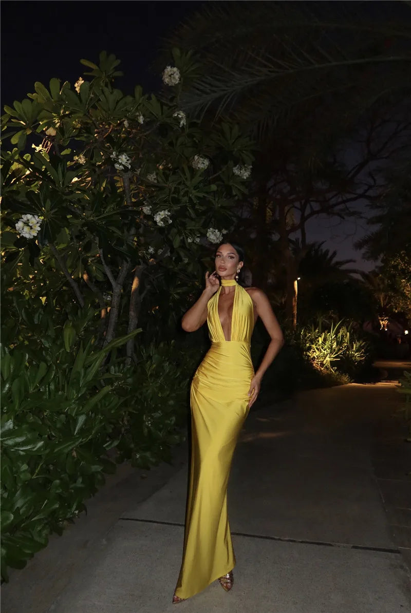 Halter Neck Maxi Dress Mssaz Desses